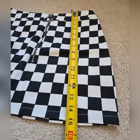 🌈Coolane O-Ring Zip Fly Checkered Black and White Skirt Size Small US 4 - Picture 5 of 9